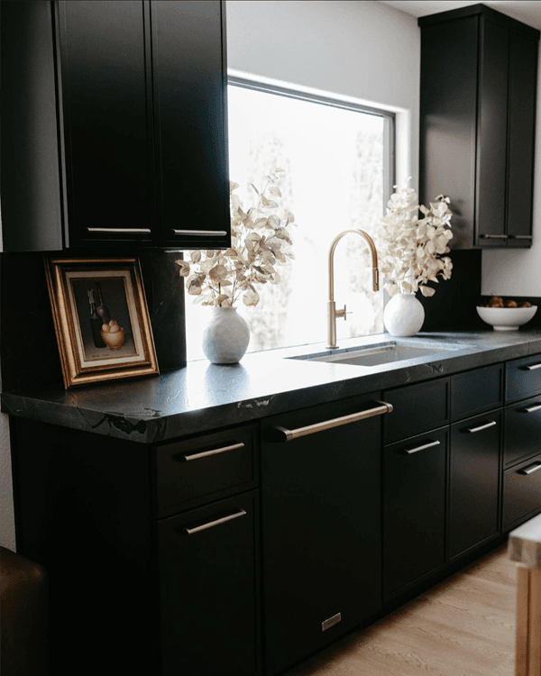 Manhattan Black finish - kitchen scene with cabinet door