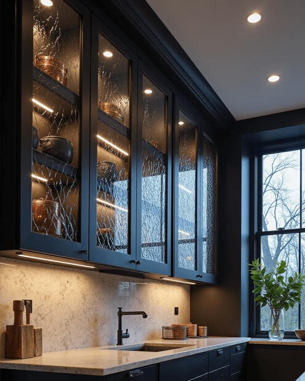 Midnight Glass cabinet door finish