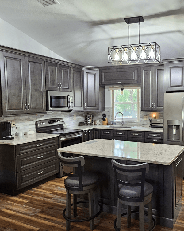 Missouri Grey finish - kitchen scene with cabinet door