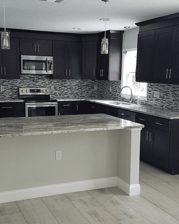 Island Mocha finish - kitchen scene with cabinet door