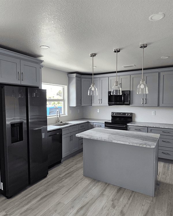 Shaker Grey finish - kitchen scene with cabinet door