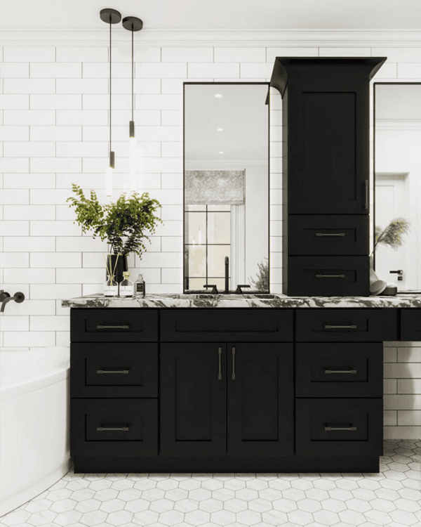Shaker Black finish - kitchen scene with cabinet door