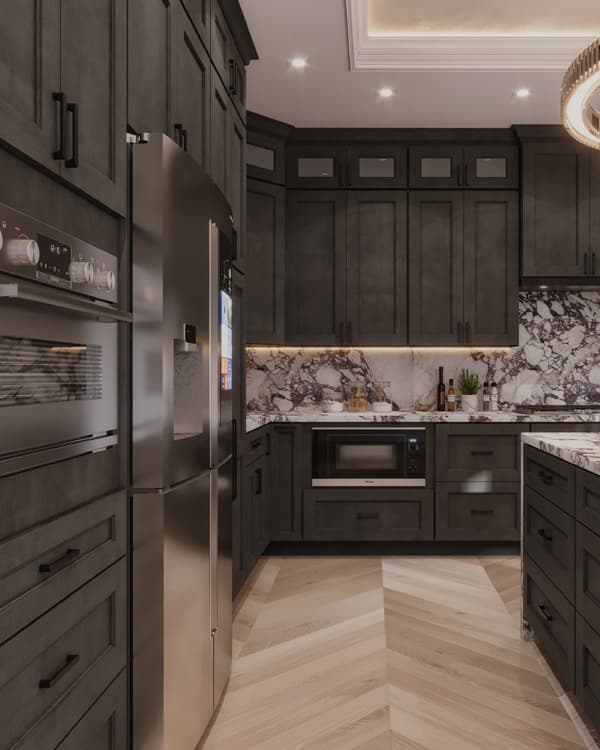 Charcoal Shaker finish - kitchen scene with cabinet door