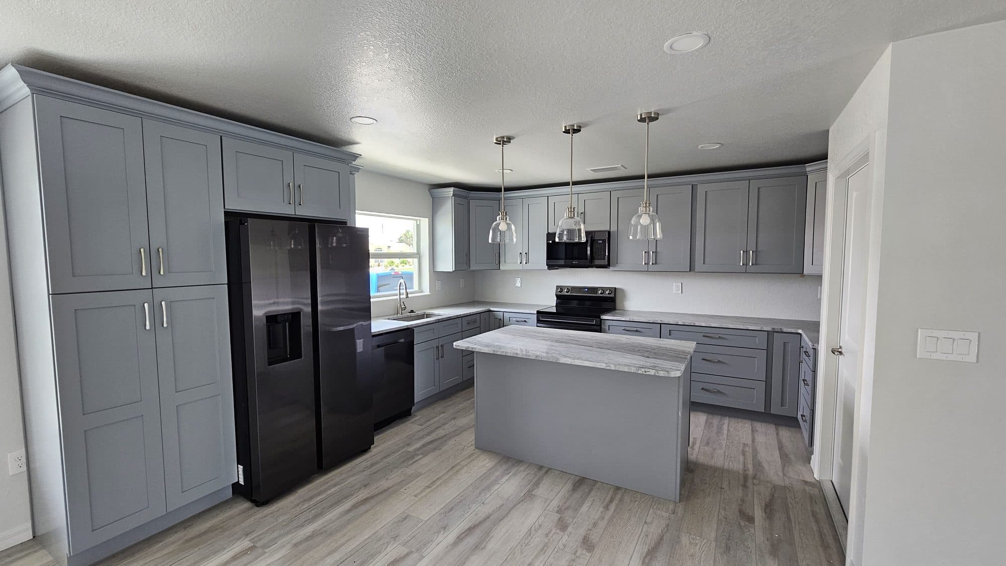 Gray Shaker Kitchen with Island