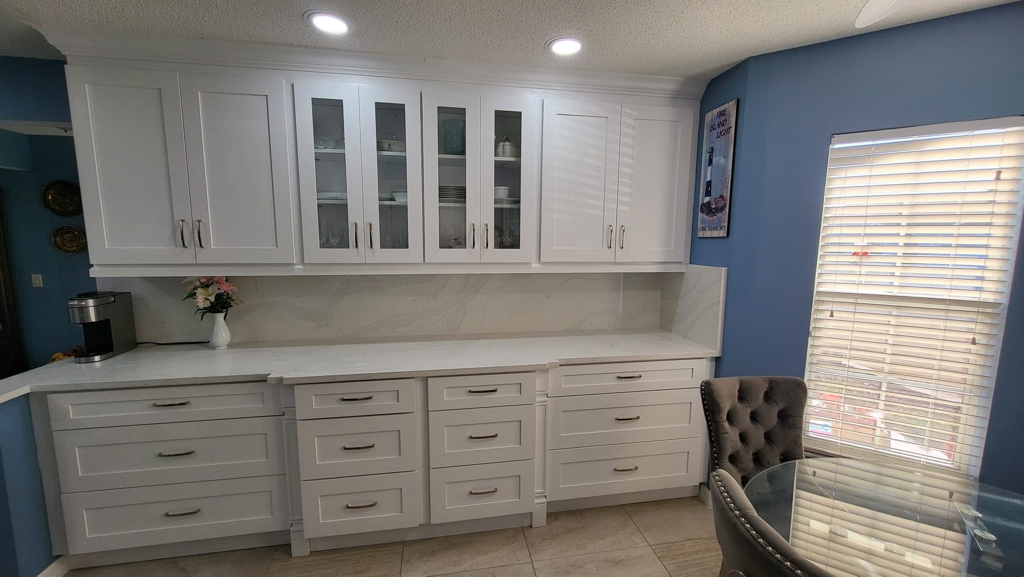 White Cabinet Wall with Glass Uppers