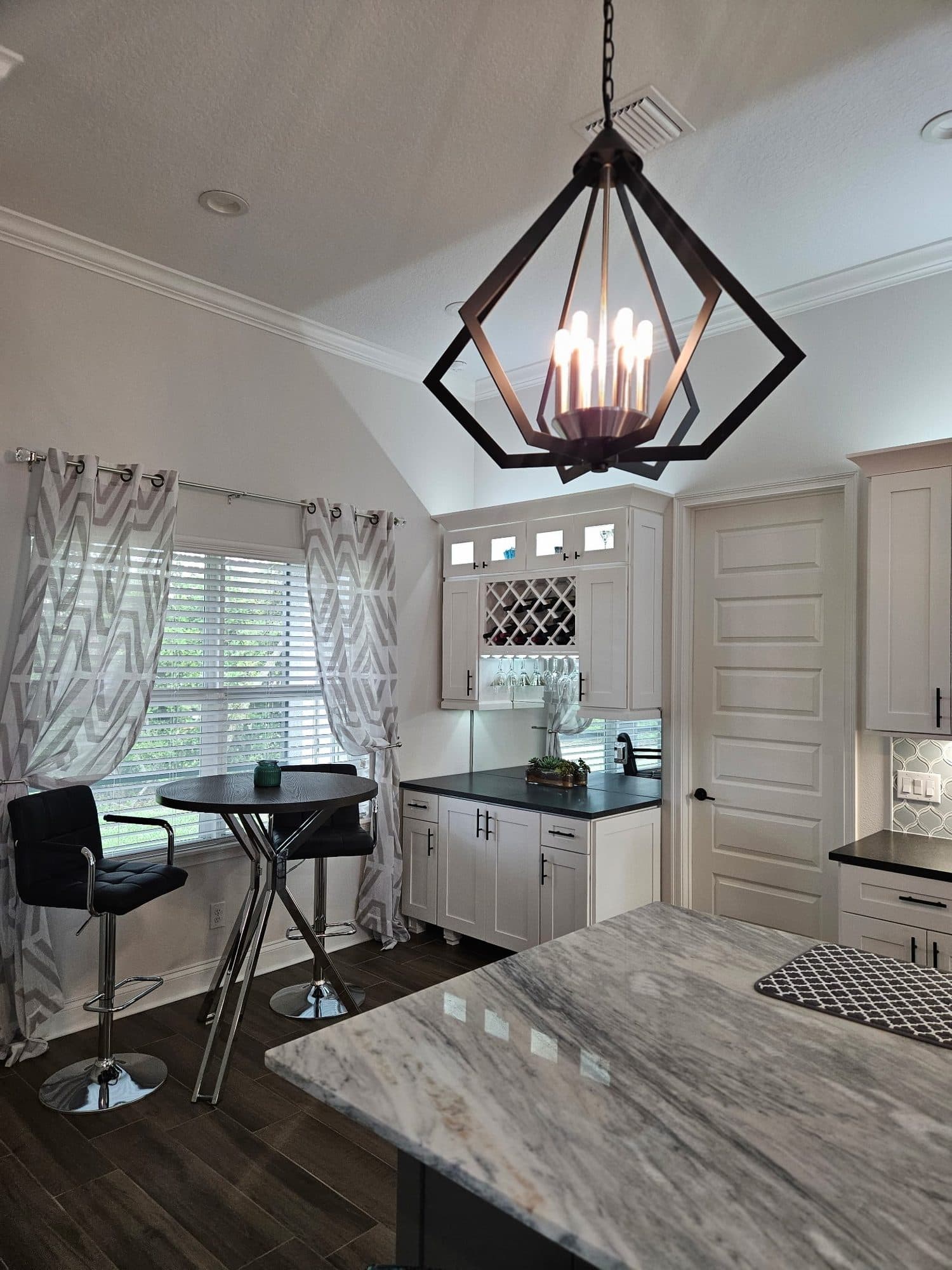 White Kitchen with Wine Rack Cabinet