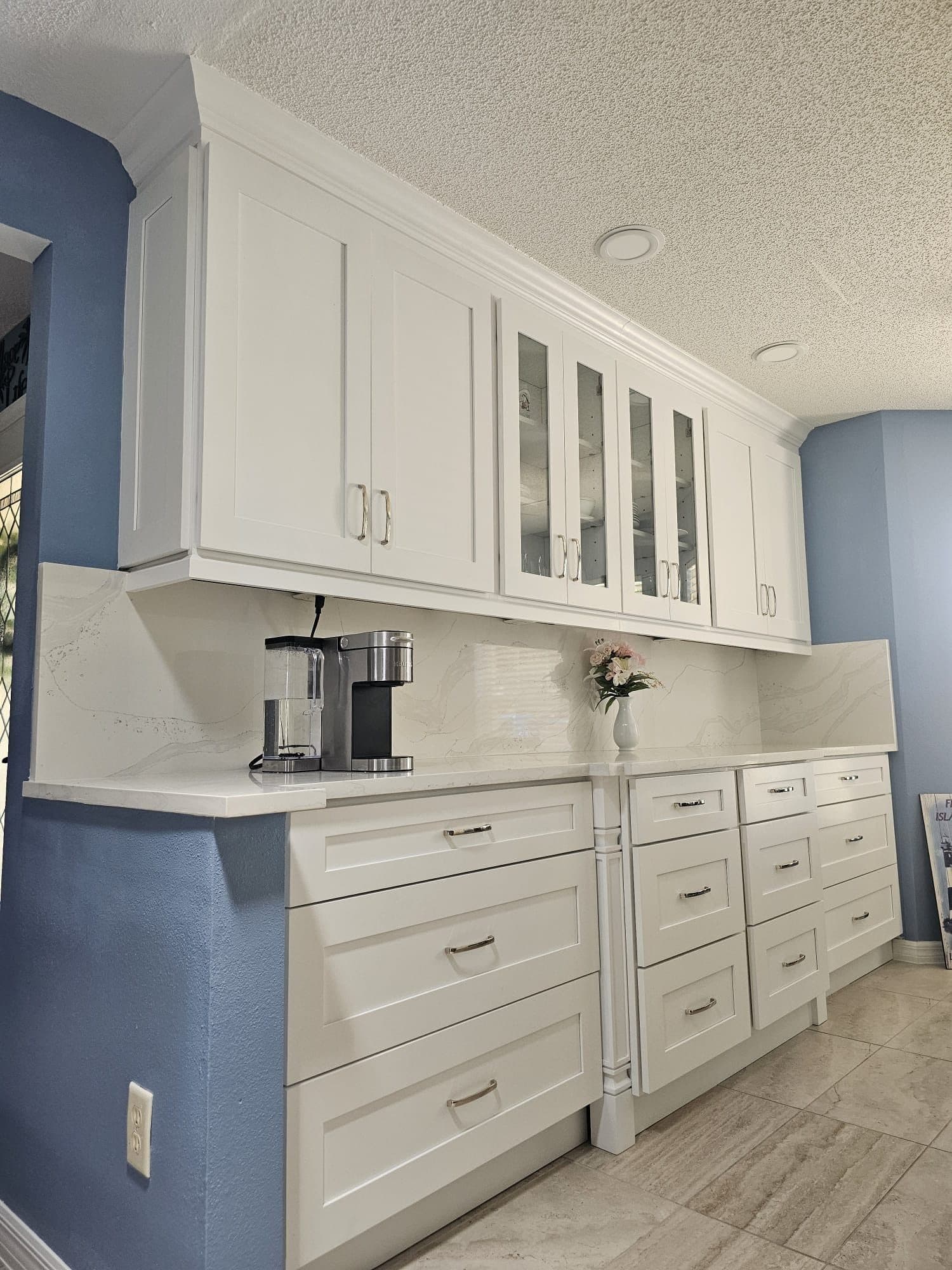 White Kitchen with Glass Front Uppers