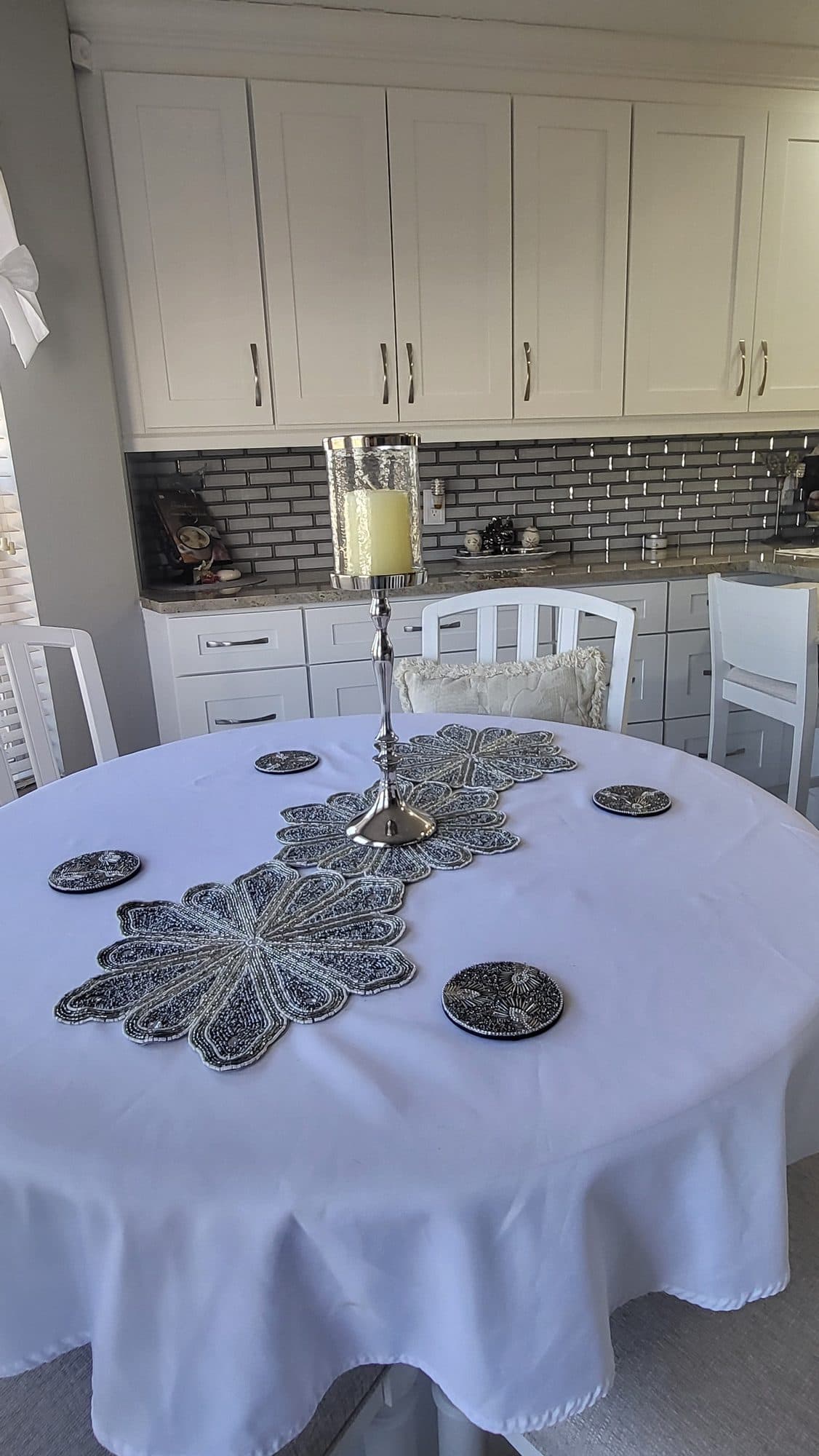 White Kitchen with Dining Table