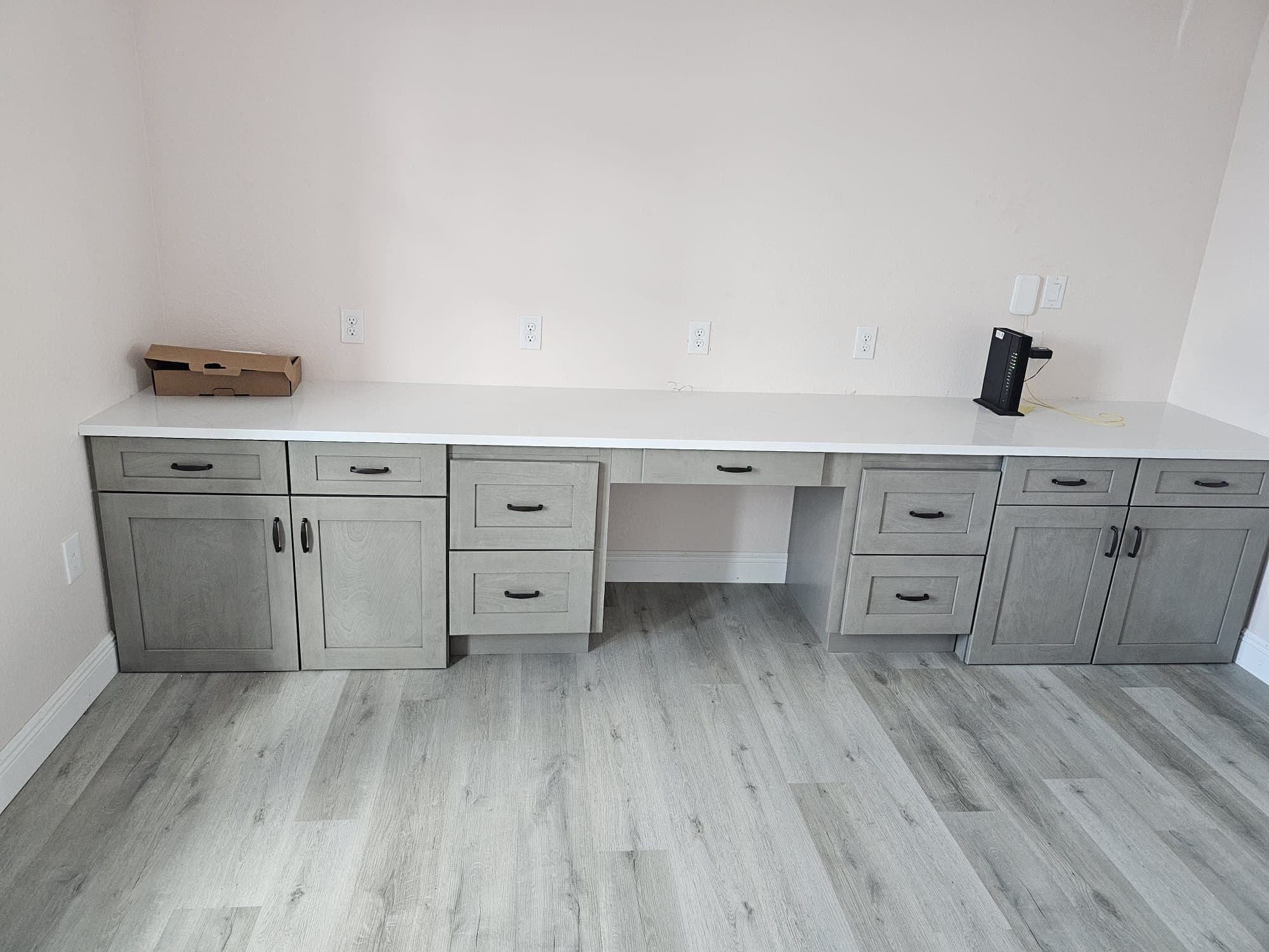 Gray Built-In Desk