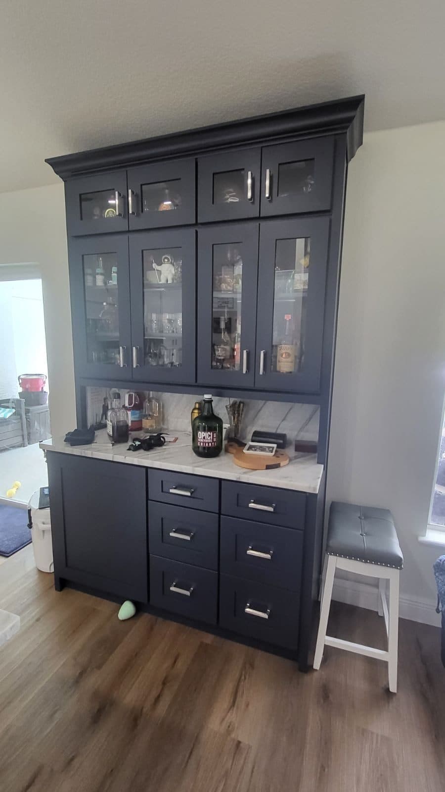 Navy Hutch with Glass Doors