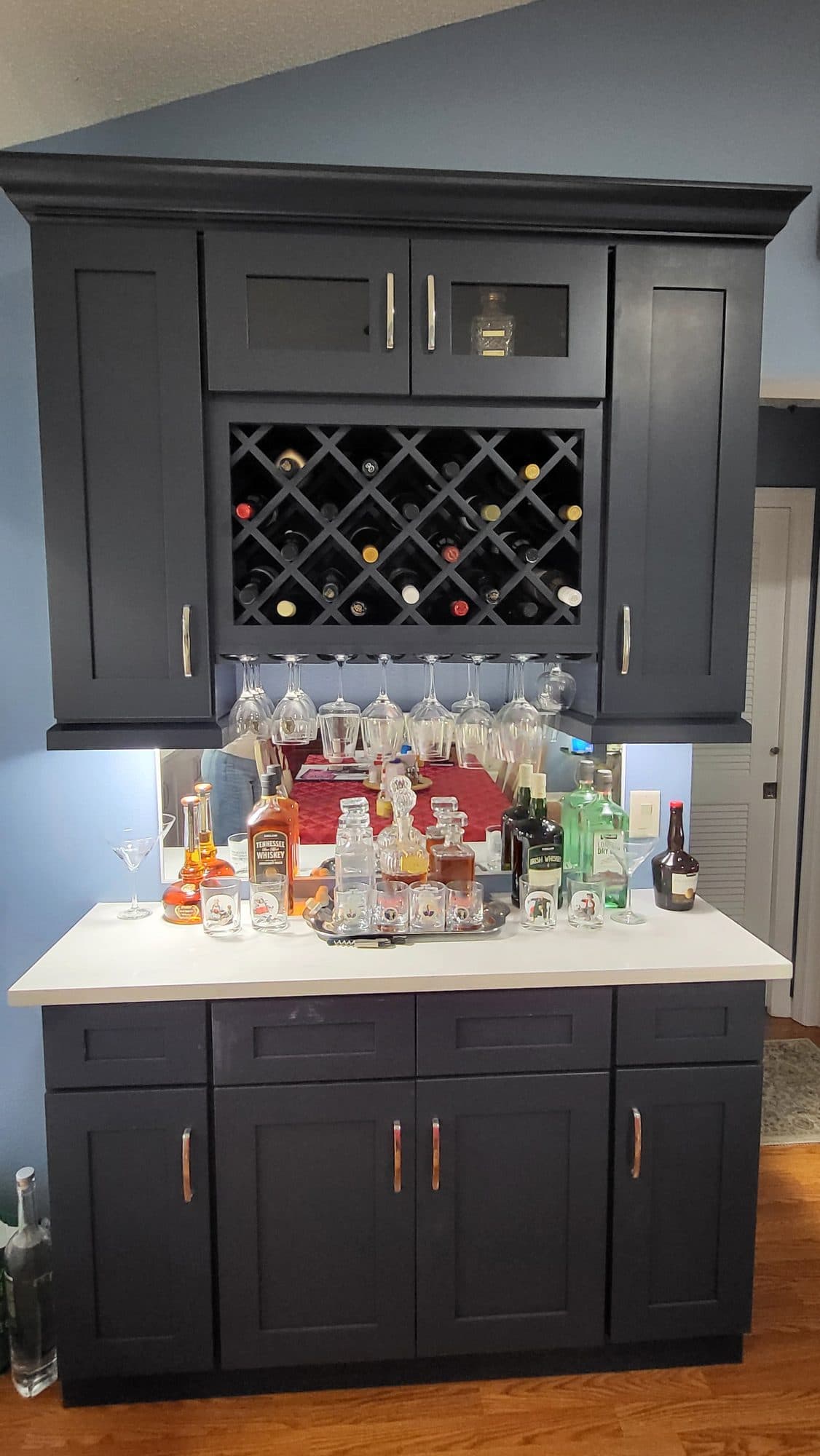 Charcoal Bar with Lighted Shelves