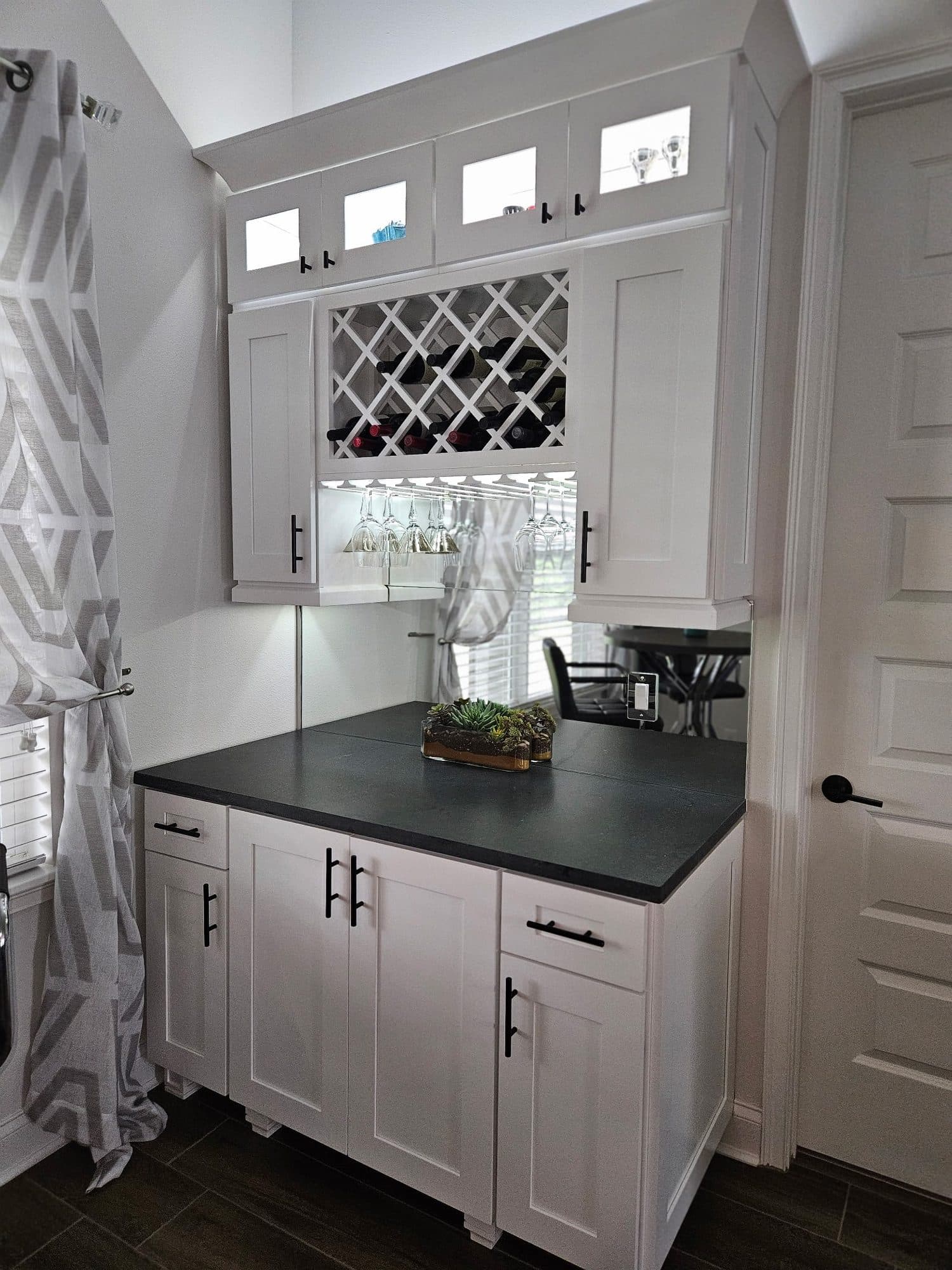 White Coffee Bar with Wine Rack
