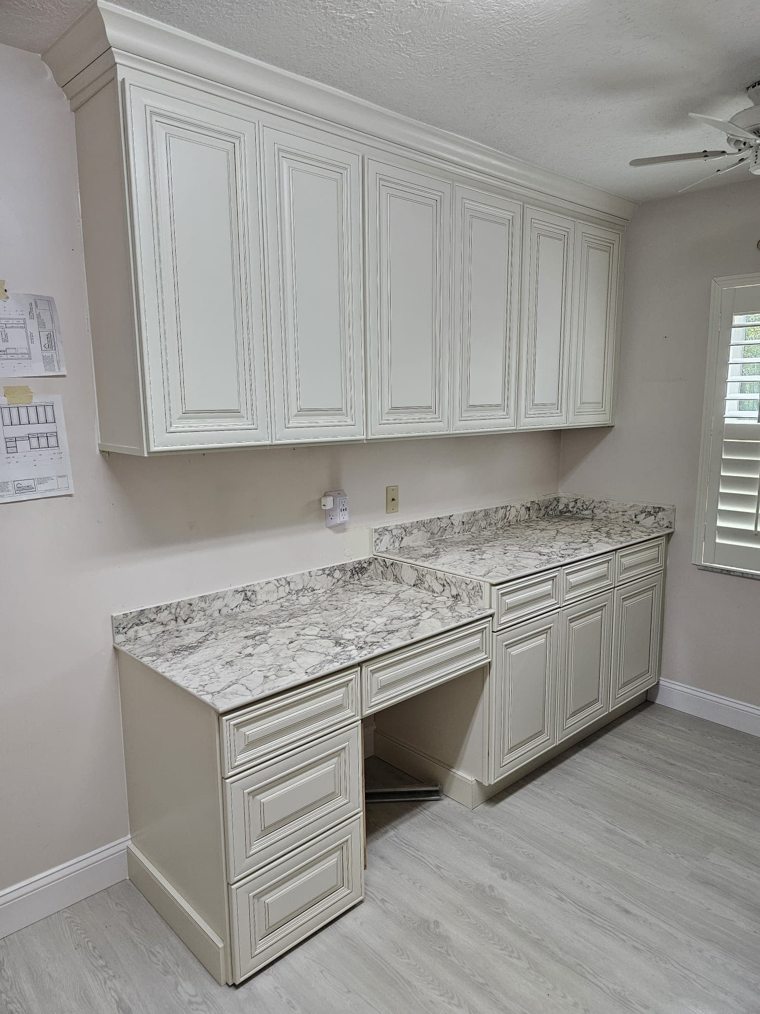 Antique White Built-In Desk