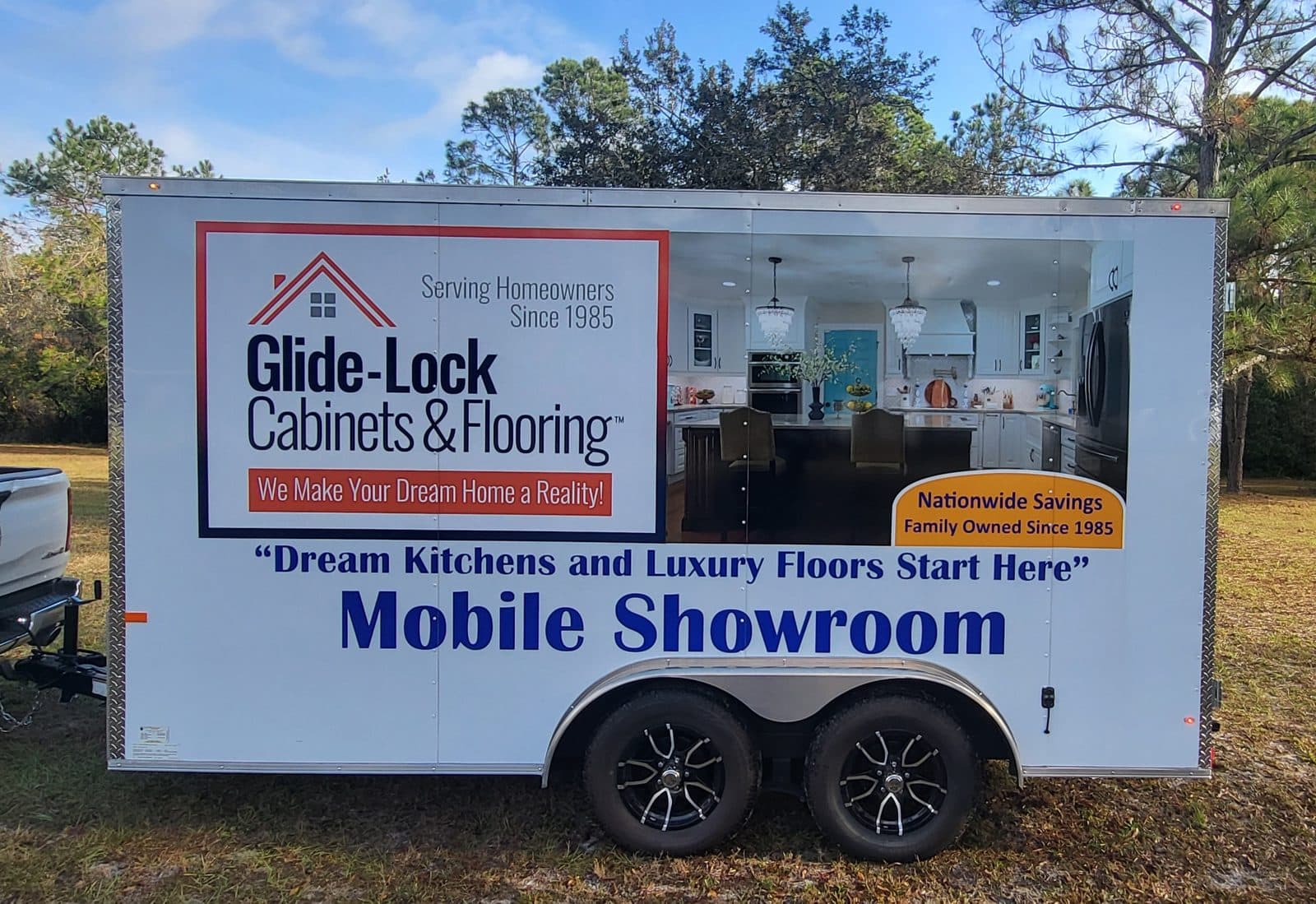 Glide-Lock Mobile Showroom trailer, exterior view